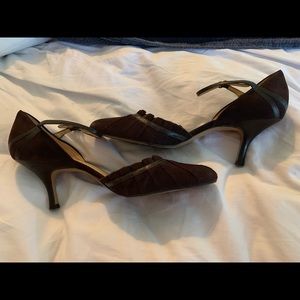 Brown suede heels